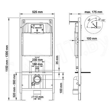 Комплект инсталляции Berges Novum 525 c кнопкой D3, подвесным унитазом Ego XL Rimless и сиденьем Toma Slim SO