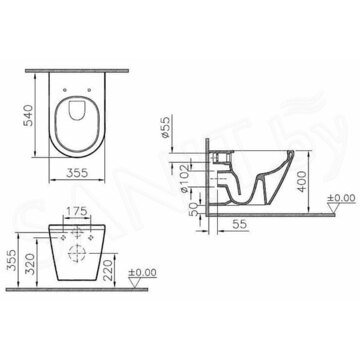 Комплект инсталляции Berges Novum 525 c кнопкой L3 и подвесным унитазом Vitra Integra Rim-ex