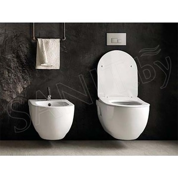 Комплект инсталляции Berges Novum 525 c кнопкой L3 и подвесным унитазом Sanovit Lucco Brilla Rim Art