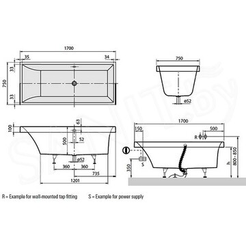 Квариловая ванна Villeroy & Boch Squaro