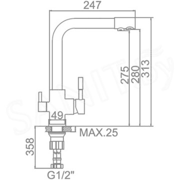 Смеситель для кухонной мойки Wisent W4355-3 под фильтр