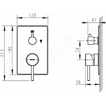 Смеситель скрытого монтажа Bravat Arc P69193C-2-ENG (2 функции)