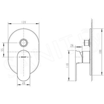 Смеситель скрытого монтажа Bravat Gina PB865104CP-2-ENG (2 функции)