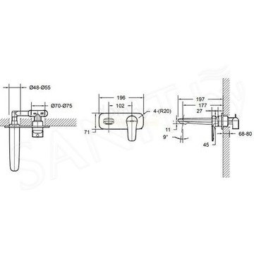 Смеситель скрытого монтажа Bravat Sourse P8173218CP-ENG (наружная часть)