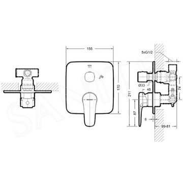 Смеситель скрытого монтажа Bravat Sourse PB8173218CP-3-ENG (3 функции)