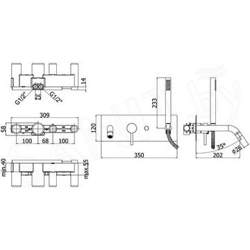 Смеситель встраиваемый для ванны Paffoni Light LIG001NO / LIG001CR / LIG001ST