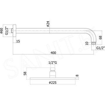 Кронштейн для верхнего душа Paffoni Light ZSOF034NO / ZSOF034CR / ZSOF034ST