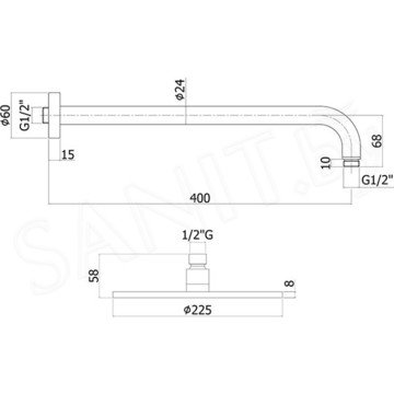 Кронштейн для верхнего душа Paffoni Light ZSOF034NO / ZSOF034CR / ZSOF034ST