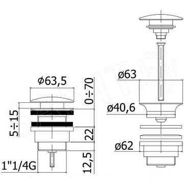 Донный клапан Paffoni Light ZSCA050ST