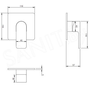 Смеситель встраиваемый Omnires Baretti BA7845 BL (1 функция)