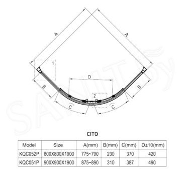 Душевой уголок Deante Cito KQC 052P / KQC 051P прозрачный