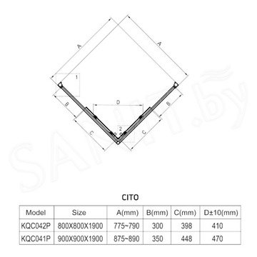 Душевой уголок Deante Cito KQC 042P / KQC 041P прозрачный