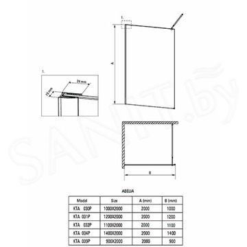 Душевая стенка Deante Abelia Walk-In KTA N39P / KTA N30P / KTA N32P / KTA N31P / KTA N34P