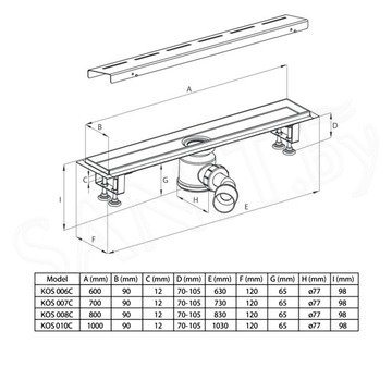 Душевой трап Deante KOS 006C / KOS 007C / KOS 008С/ KOS 010C нержавеющая сталь