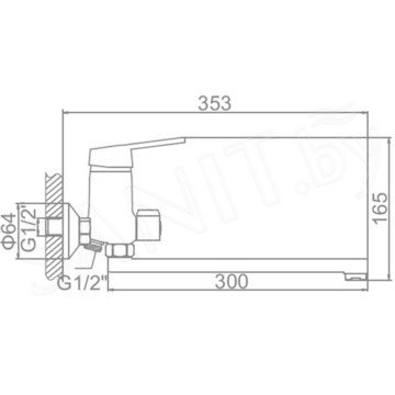 Смеситель для ванны Ledeme L2268-B