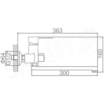 Смеситель для ванны Ledeme L2246