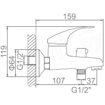 Смеситель для ванны Ledeme L3036