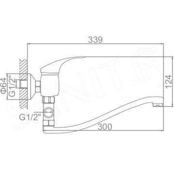 Смеситель для ванны Ledeme L2136