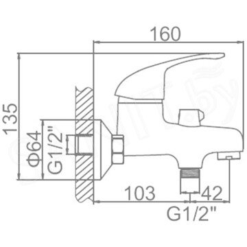 Смеситель для ванны Ledeme L3029-B