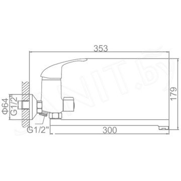 Смеситель для ванны Ledeme L2229-B