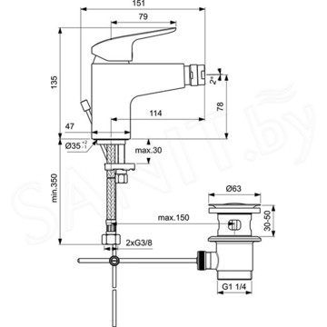 Смеситель для биде Ideal Standard Ceraflex B1718AA