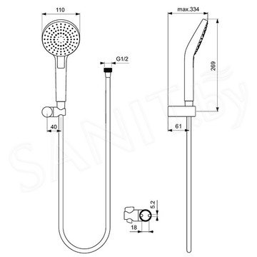 Душевая лейка со шлангом Ideal Standard Idealrain B2239AA