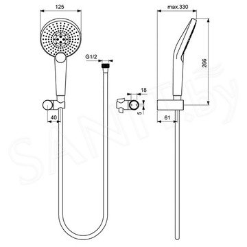 Душевая лейка со шлангом Ideal Standard Idealrain B1765AA