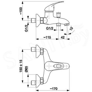 Смеситель для ванны Armatura Jaspis 544-010-00