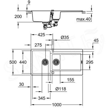 Кухонная мойка Grohe K500 31646AP0 / 31646AT0 оборачиваемая