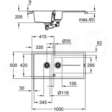 Кухонная мойка Grohe K400 31642AP0 / 31642AT0 оборачиваемая