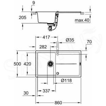 Кухонная мойка Grohe K400 31640AP0 / 31640AT0 оборачиваемая