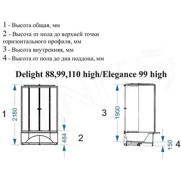 Душевая кабина Domani-Spa Delight 99 high pink capuchino