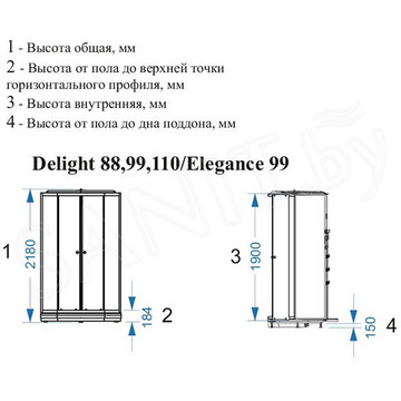 Душевая кабина Domani-Spa Delight 99 pink capuchino