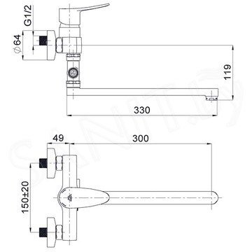 Смеситель для ванны Rubineta Static-12/C