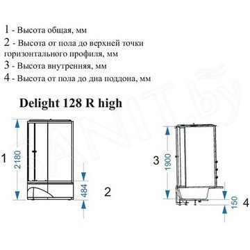 Душевая кабина Domani-Spa Delight 128 high dusty blue