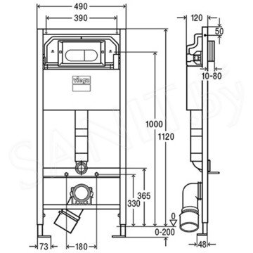 Инсталляция для унитаза с кнопкой Viega Prevista Dry 8524.11