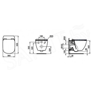 Комплект инсталляции Ideal Standard Prosys Frame 120 M с подвесным унитазом Tesi AquaBlade