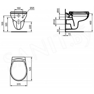 Комплект инсталляции Ideal Standard Prosys Frame 120 M с подвесным унитазом Standard Eurovit Rimless