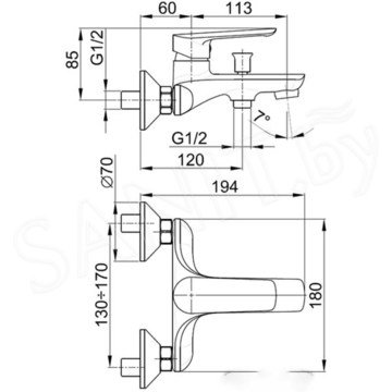 Смеситель для ванны Armatura Tanzanit 5024-010-00