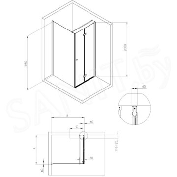 Душевое ограждение Deante Kombi Kerria Plus Walk-In прозрачный