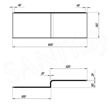 Лицевой экран для ванны Marka One Linea 165