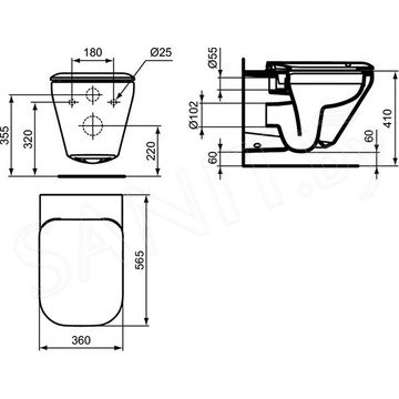 Подвесной унитаз Ideal Standard Tonic II Rimless K316501 безободковый с крышкой SoftClose K7065