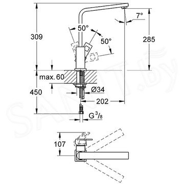 Смеситель для кухонной мойки Grohe Eurocube 31255000 / 31255DC0