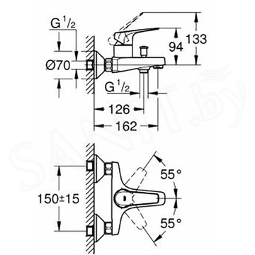 Смеситель для ванны Grohe BauFlow 23601000