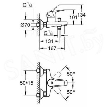 Смеситель для ванны Grohe BauFlow 23756000