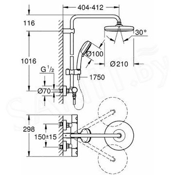 Душевая система GROHE Tempesta Cosmopolitan 210 27922001 с термостатическим смесителем