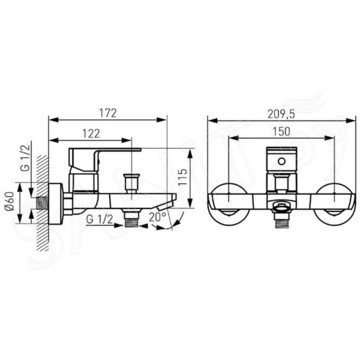 Смеситель для ванны Ferro Alba VerdeLine BLB1VL