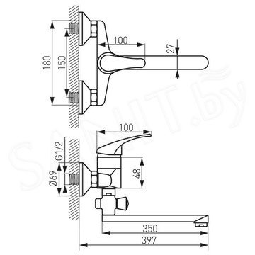 Смеситель для ванны Ferro Basic BBC55A