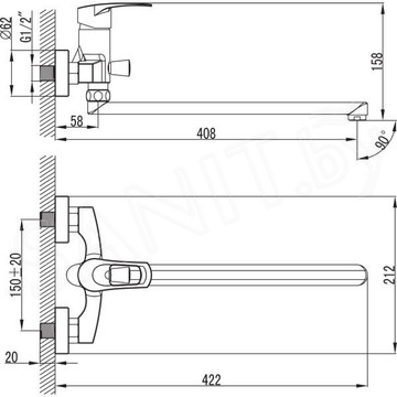 Смеситель для ванны Ferro Brado BBO55A
