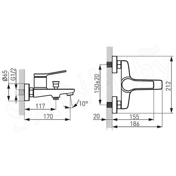 Смеситель для ванны Ferro Stratos BSC1